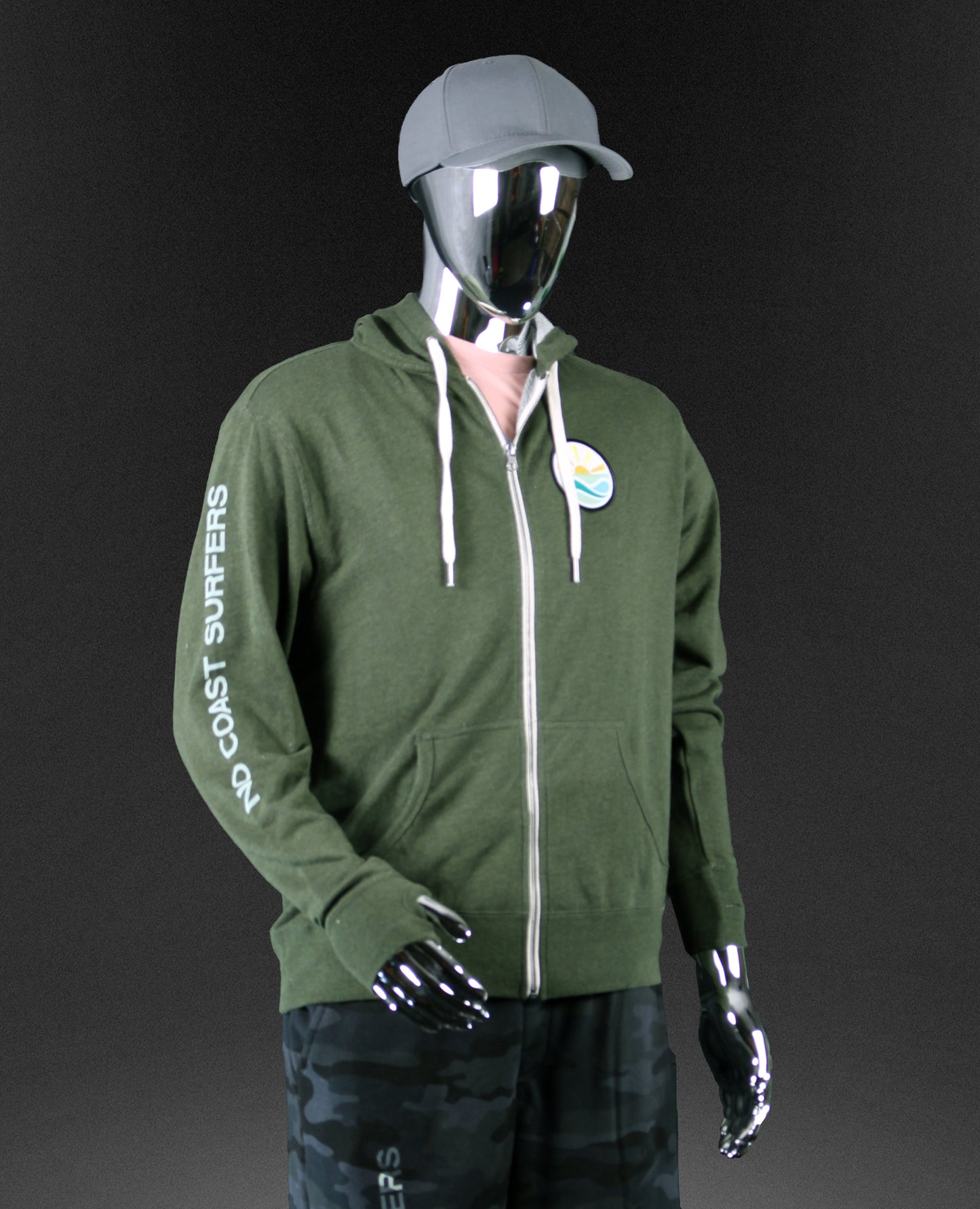 Olive Full Zip light-weight Hoodie